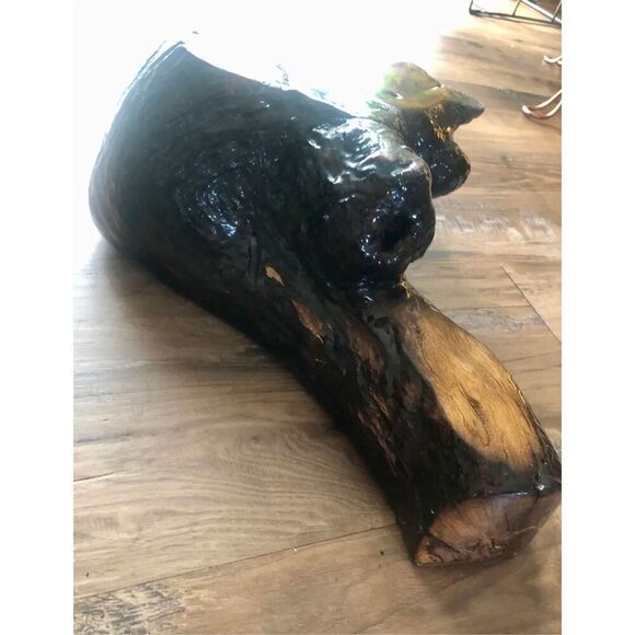 Vintage 1960’s Sculptural Burl Wood Live Edge Biomorphic Lacquered Plant Stand - Picture 7 of 12